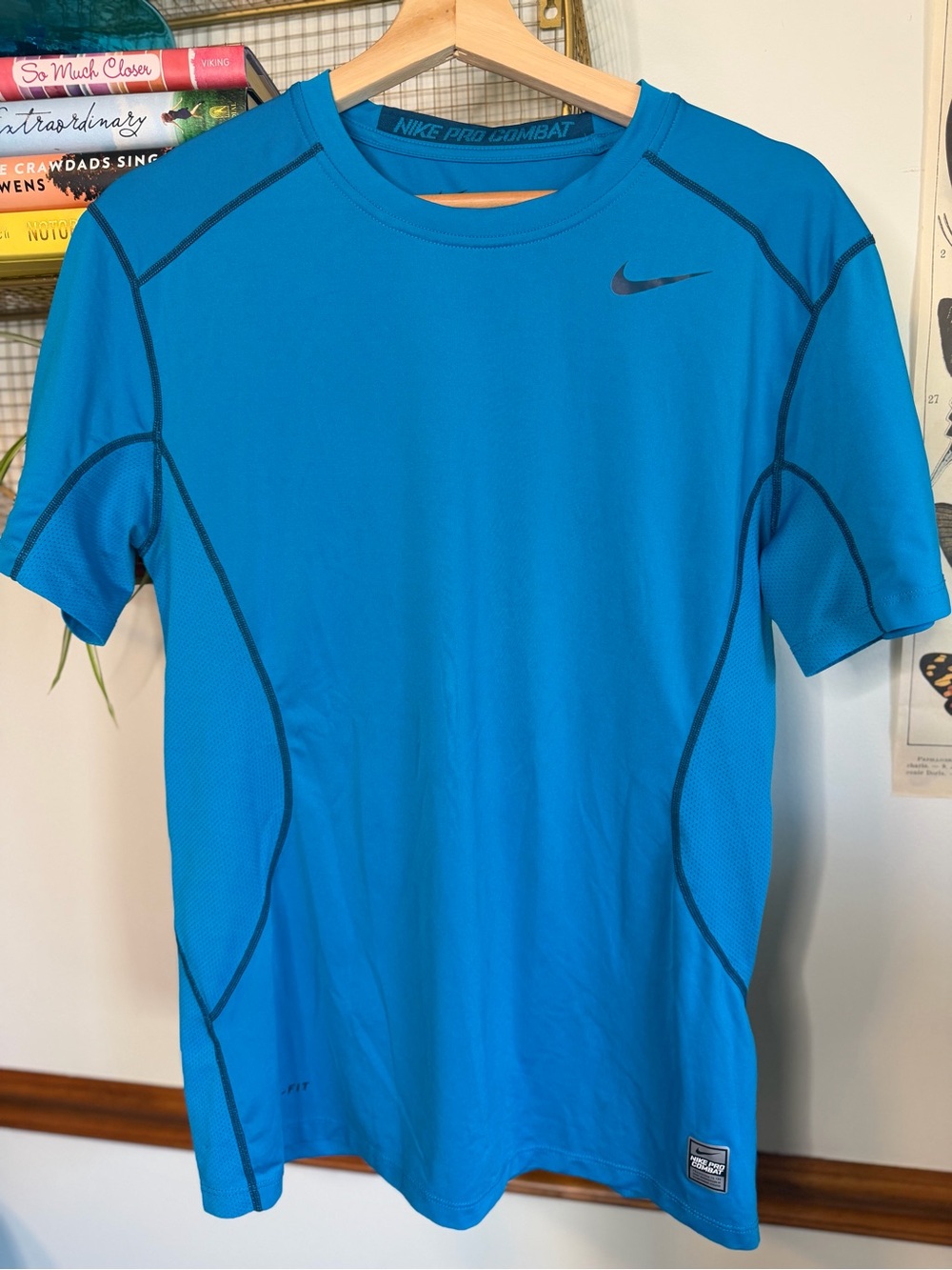 Nike Pro Combat Fitted Men’s Bright Blue Short-Sleeve Shirt